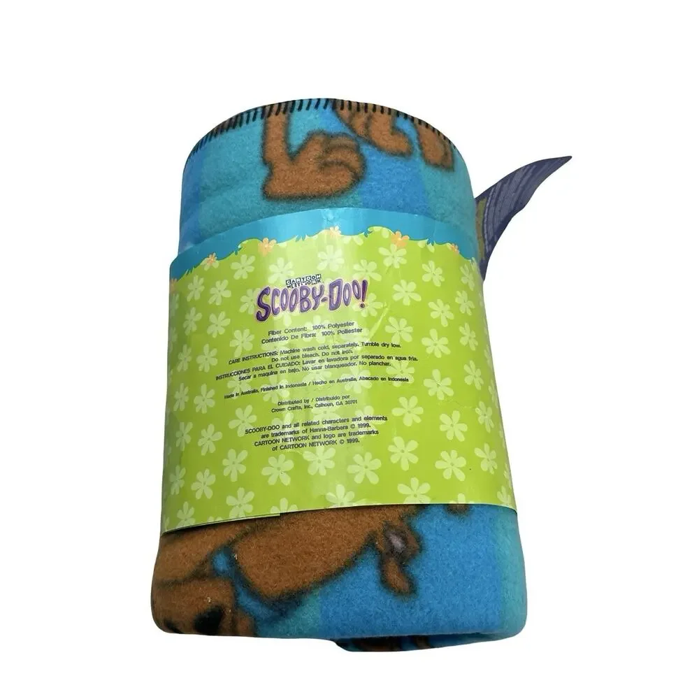 Vintage 1999 Scooby Doo Fleece Throw Blanket 46x63 Dog Bone Cartoon Network NWT